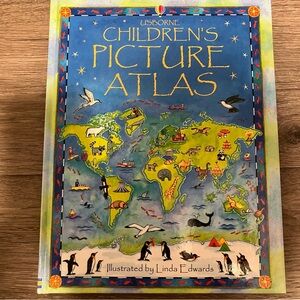Usborne Children's Picture Atlas Hardcover Book - Illustrated by Linda Edwards